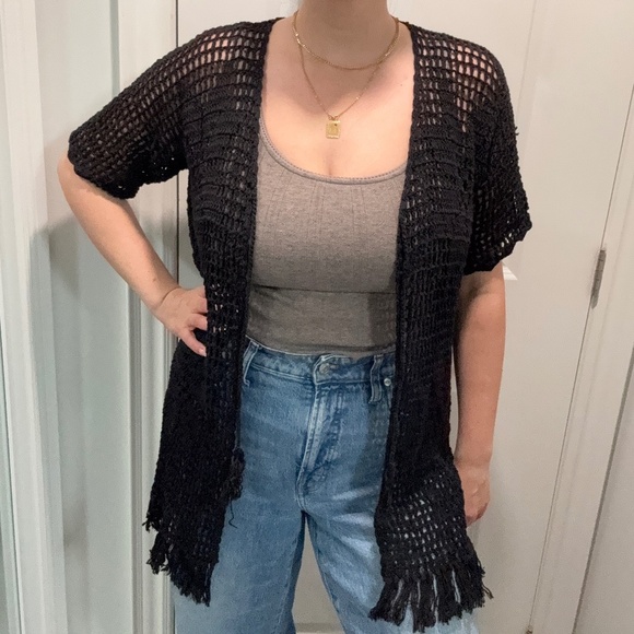 Made in Italy Black Crochet Beach Cover Up - Picture 3 of 6